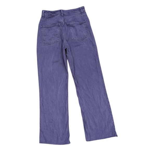 Zara Marine Straight Leg Frayed Hem Jeans In Purple - Picture 5 of 7